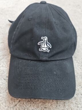 Original Penguin Black Cap with White Penguin Logo